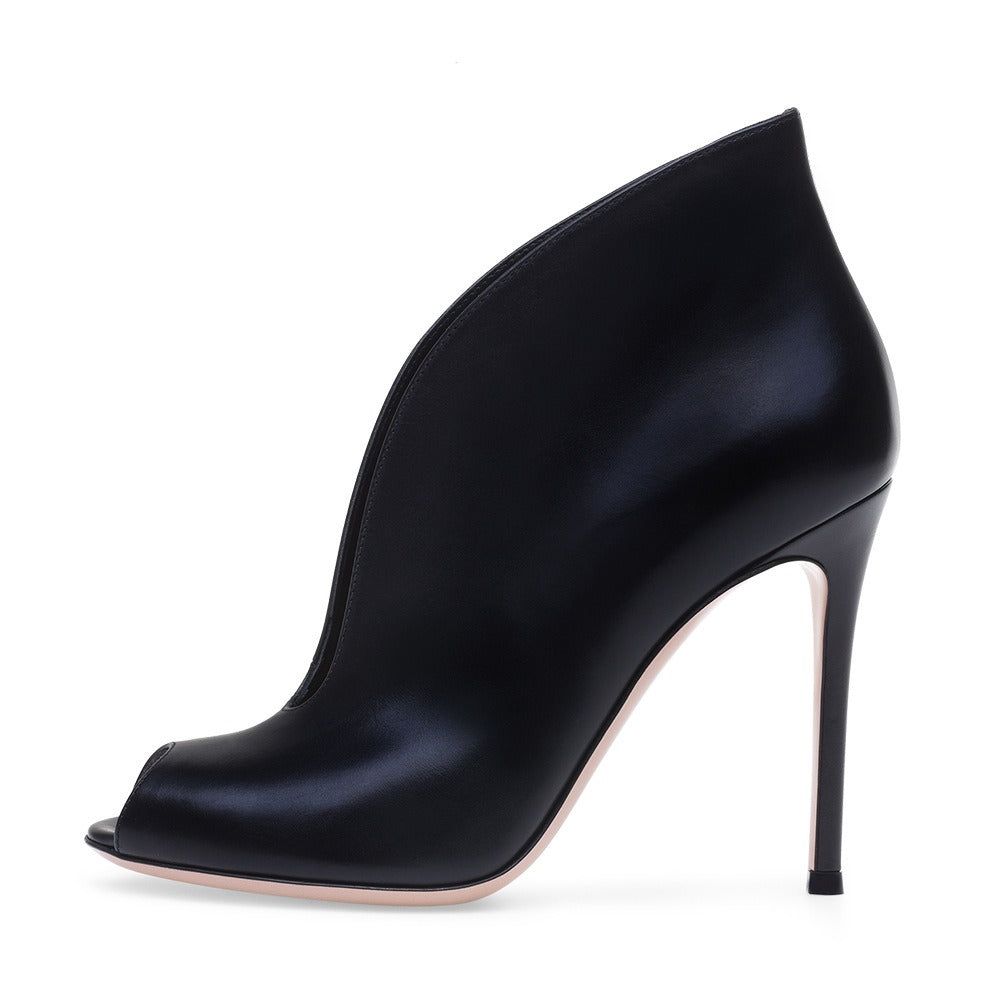Womens close Toed Fish Mouth Ankle Boots, Large Size Womens Shoes