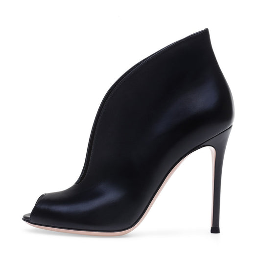Womens close Toed Fish Mouth Ankle Boots, Large Size Womens Shoes